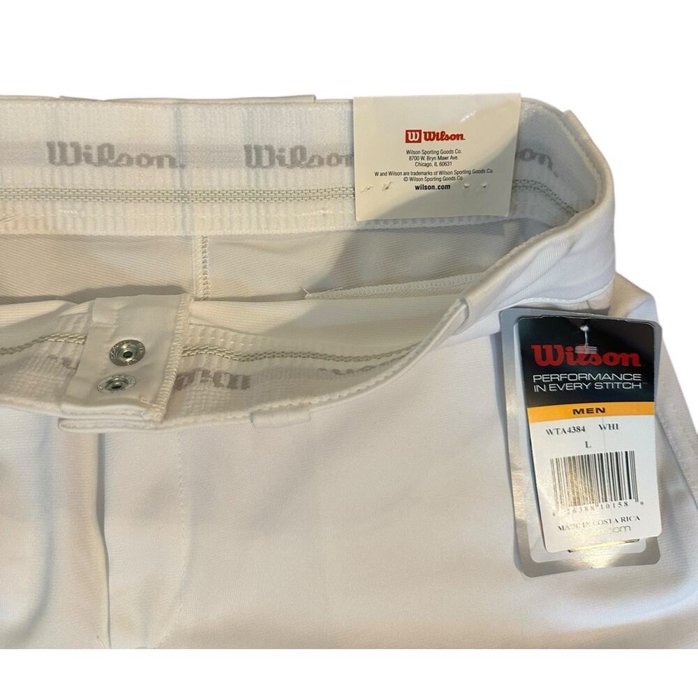 NEW White Wilson Baseball Pants Relaxed Full Leg Wicking Elastic Waist Men's LRG - Picture 4 of 7